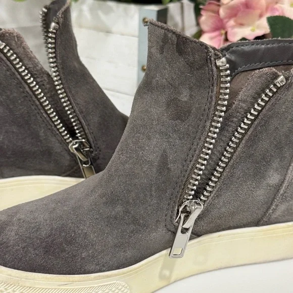 Steve Madden Wedgie Platform Sneakers Ankle Booties Gray Suede Size 6 - Picture 7 of 11